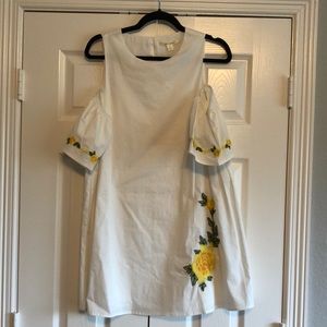 Francesca’s White Embroidered Cold Shoulder Dress
